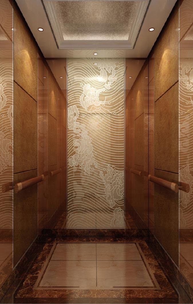 Mẫu cabin thang máy inox màu đồng 
