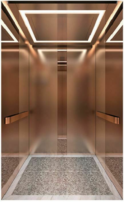 Mẫu cabin thang máy inox vàng hồng