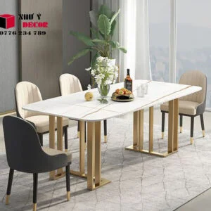 Bàn ăn inox mạ vàng