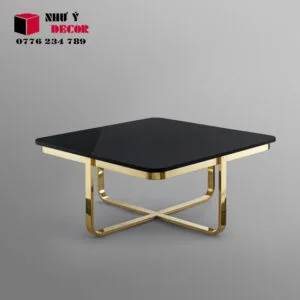 Bàn kính sofa chân inox vàng