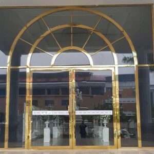 Cửa Kính Cường Lực Inox Vàng Gương