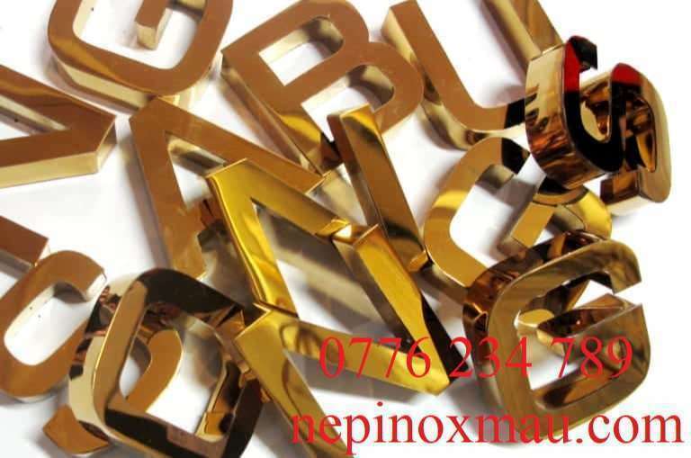 chữ inox vàng gương, nhận cắt chữ inox vàng theo yêu cầu